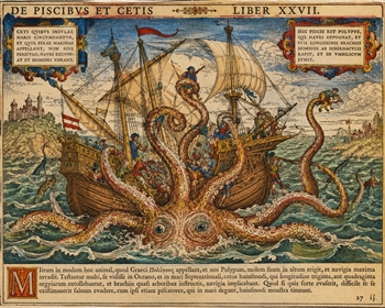 Kraken attacking a Sailing Ship